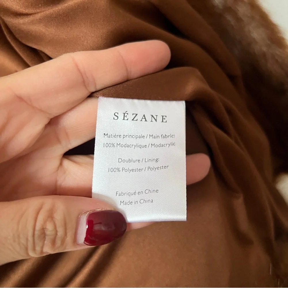 Sezane Lio Coat Rust Faux Fur Jacket Modacrylic Parisian Chic Size 6​
